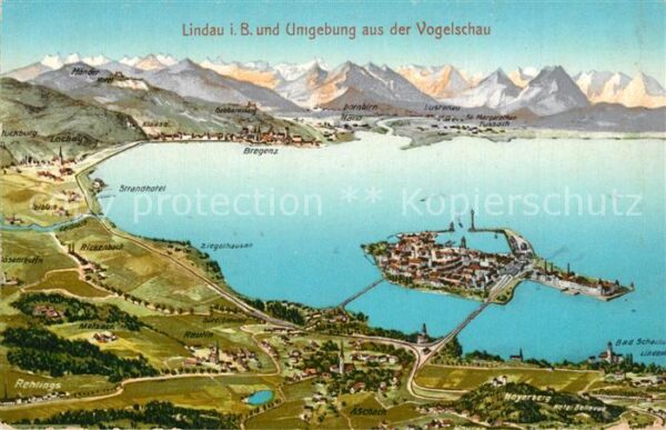 Lindau Bodensee und Umgebung Alpenpanorama aus der Voge