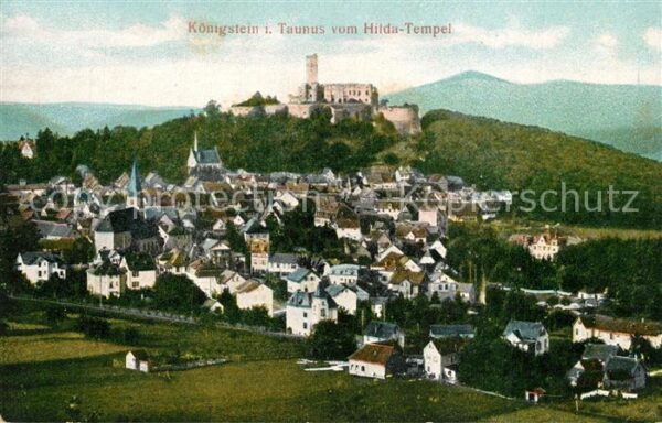 Koenigstein Taunus Panorama Blick vom Hildatempel Burgruin