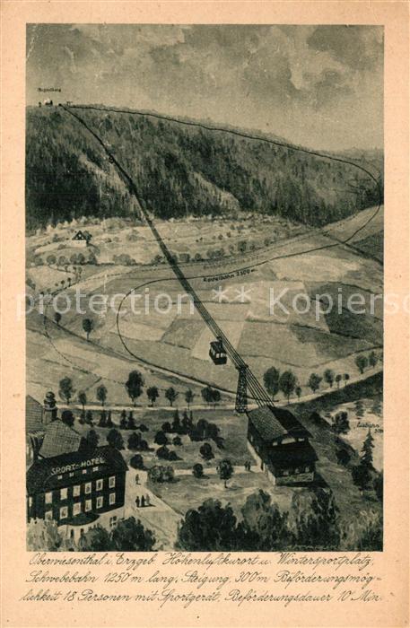 Oberwiesenthal Erzgebirge Schwebebahn Sporthotel Künstlerkarte