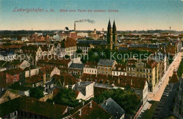Ludwigshafen Rhein Panorama Blick vom Turm der protestanti
