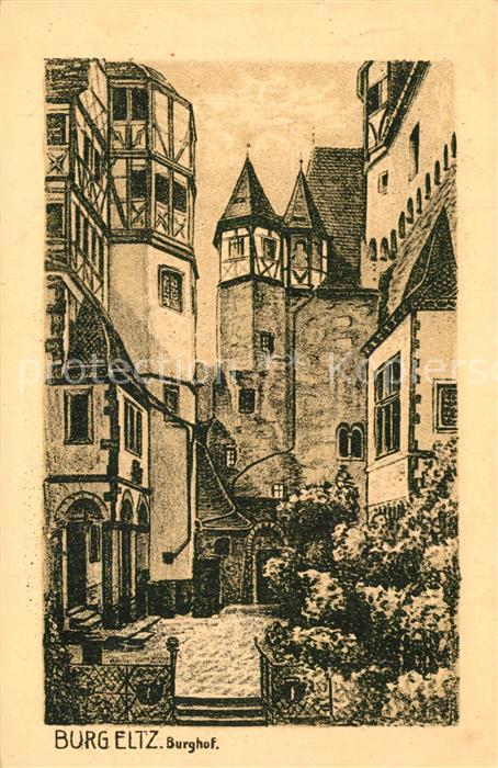 Burg Eltz Burghof Künstlerkarte