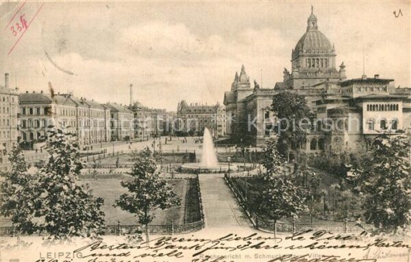 Leipzig Reichsgericht mit Schmuckplatz und Vill