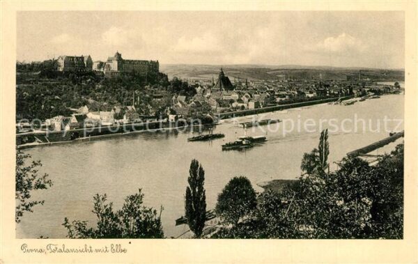 Pirna Totalansicht mit Elbe und Blick aufs Sc