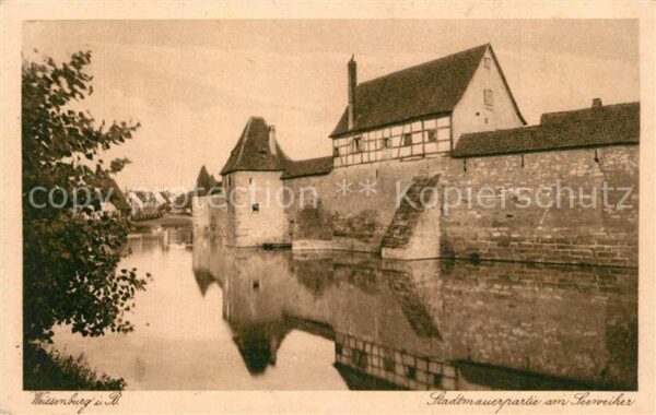 Weissenburg Bayern Partie an der Stadtmauer am Seeweiher K