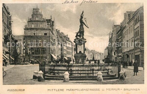 Augsburg Maximiliansstrasse Merkurbrunnen