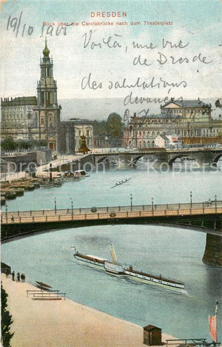Dresden Carolabrücke Theaterplatz Kirche