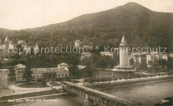 Bad Ems Blick vom Kurhaus Lahnbrücke Quellentur