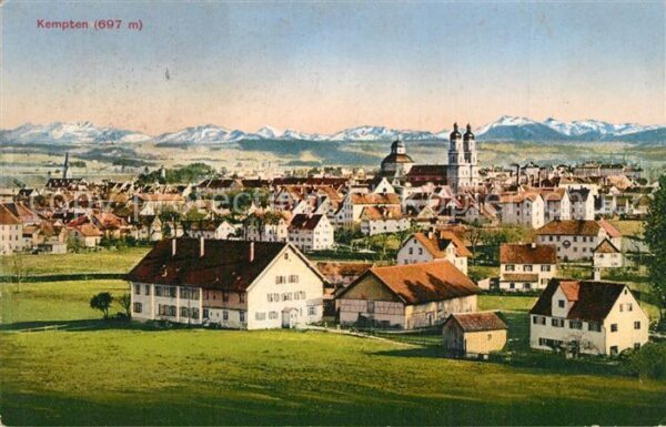 Kempten Allgaeu Gesamtansicht mit Alpenpanorama
