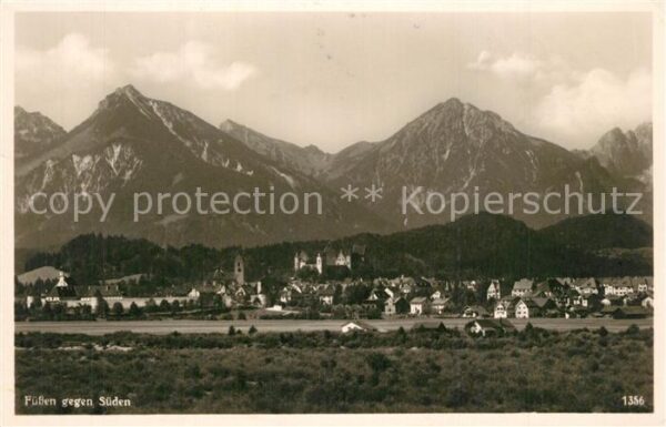 Fuessen Allgaeu Gesamtansicht mit Alpenpanorama