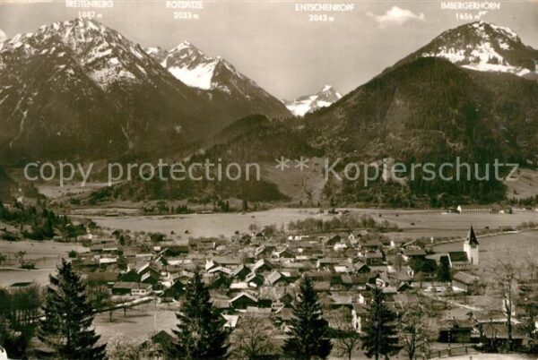 Bad Oberdorf Gesamtansicht mit Alpenpanorama Allgäue