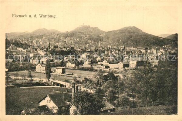 Eisenach Thueringen Stadtpanorama mit Wartburg