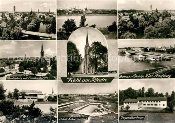 Kehl Rhein Stadtpanorama Marktplatz Friedenskirche