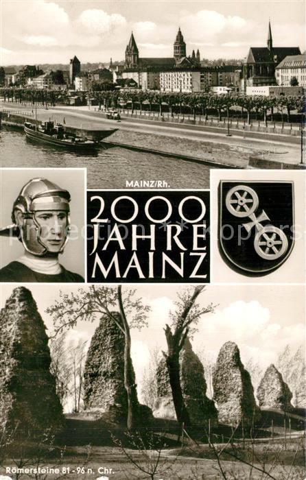 Mainz Rhein Römersteine Römischer Soldatenkopf Pano