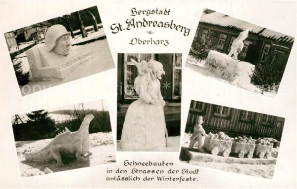 St Andreasberg Harz Schneebauten in den Straßen Winterfest