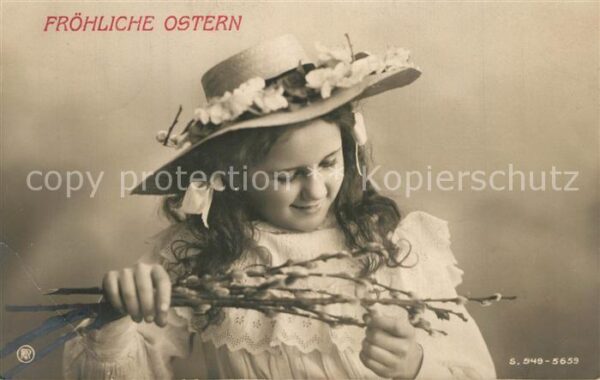 Foto RPH Nr. 549-5659 Ostern M?dchen Hut Weidenk?tzc