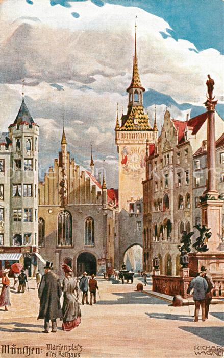 Wagner Richard Kuenstlerkarte M?nchen Marienplatz Altes Rathaus