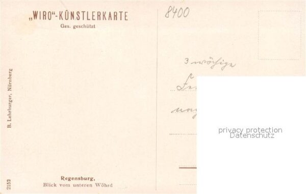 Verlag WIRO Wiedemann Nr. 2152 Regensburg Blick vom unteren W?hrd – Bild 2