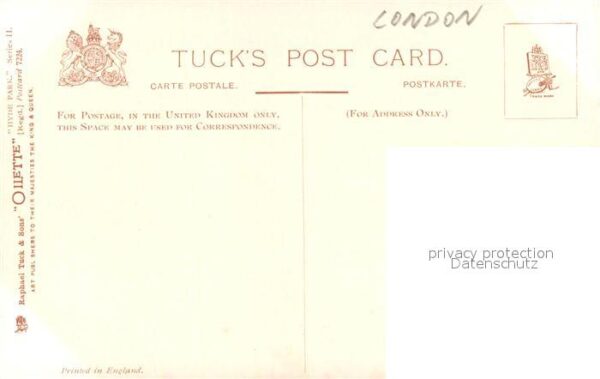 Verlag Tucks Oilette Nr. 7224 Hyde Park Marble Arch London – Bild 2