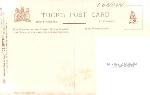 Verlag Tucks Oilette Nr. 7224 Hyde Park Serpentine London – Bild 2