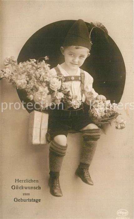 Foto Amag Nr. 62352/1 Kind Blumen M?tze Geburtstag