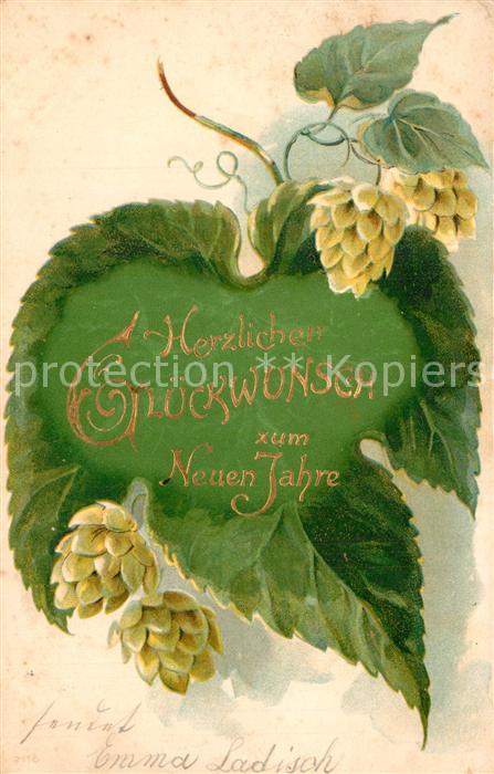 Neujahr Efeublatt Litho