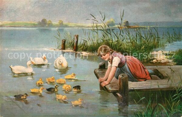 Enten See M?dchen K?nstlerkarte