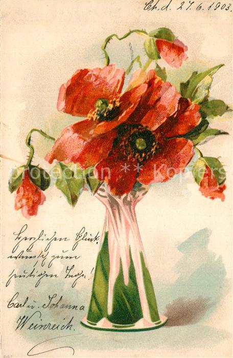 Blumen Mohnblume Litho