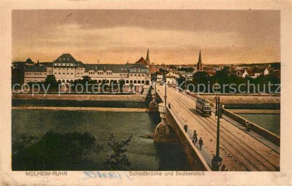 Muelheim Ruhr Schlossbrücke und Badeanstalt