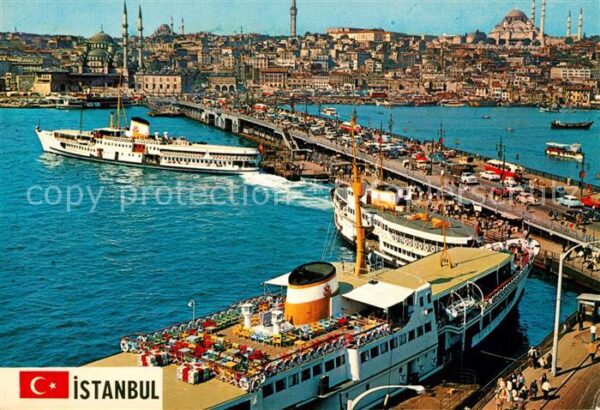 Istanbul Constantinopel Galatabrücke Neue Moschee und Süleymani