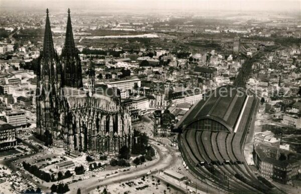 K?ln Rhein Fliegeraufnahme Dom Hauptbahnhof