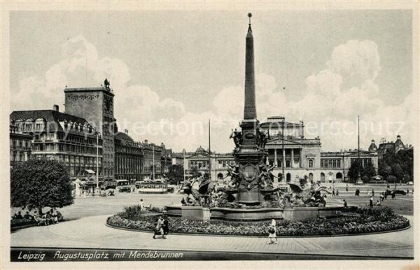 Leipzig Augustusplatz mit Mendebrunne