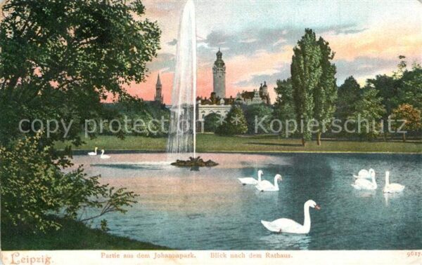 Leipzig Johannespark Schw?ne Rathaus