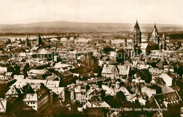 Mainz Rhein Blick vom Stephansturm