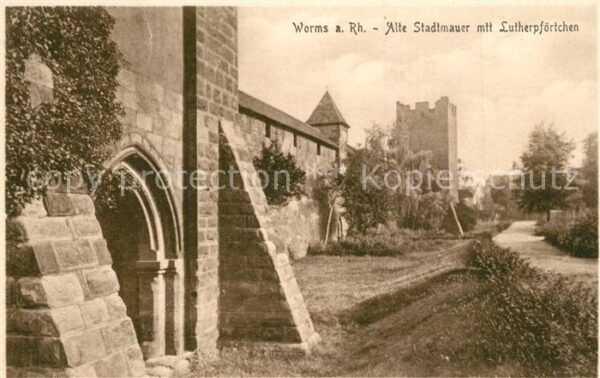 Worms Rhein Stadtmauer mit Lutherpf?rtchen