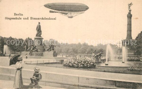 Berlin Luftschiff Siegessäule Bismarckdenkmal