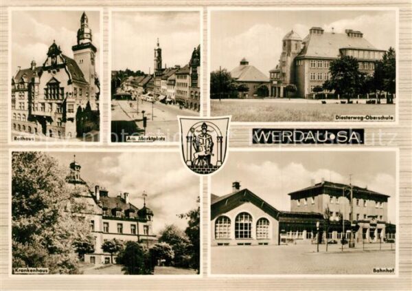 Werdau Sachsen Rathaus Marktplatz Diesterweg Oberschul