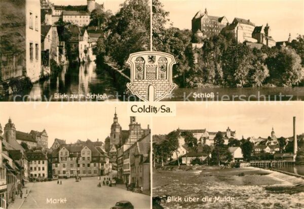 Colditz Blick über die Mulde Schloss Markt Alts