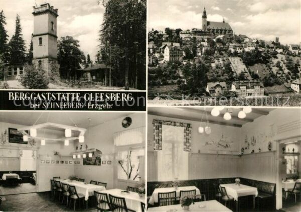 Schneeberg Erzgebirge Berggaststätte Gleesberg Stadtbild mit