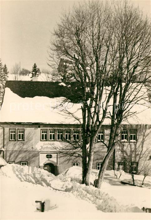 Johanngeorgenstadt Gaststätte Farbmühle im Winter
