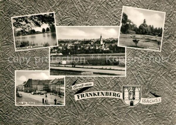 Frankenberg Sachsen Schilfteich mit Bootshaus Parkanlage Pl