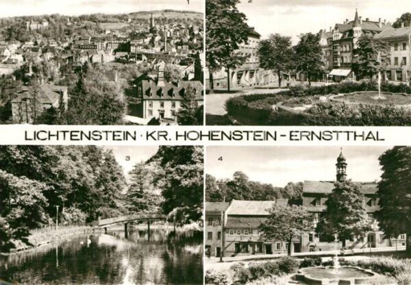 Lichtenstein Hohenstein-Ernstthal Teilansicht Marktplatz Schwanenteich