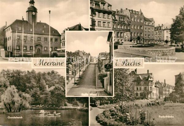 Meerane Rathaus Steile Wand Weberbrunnen Parksc
