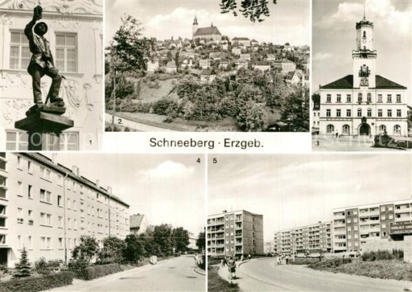 Schneeberg Erzgebirge Plastik Bergmannsbrunnen Rathaus Friede