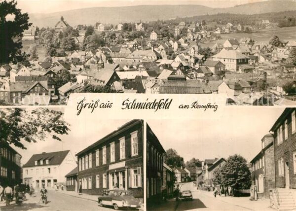 Schmiedefeld Rennsteig Stadtpanorama Strassenpartien