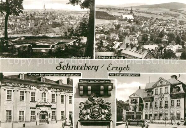 Schneeberg Erzgebirge Gesamtansicht Museum Wappen Bergmannsbr