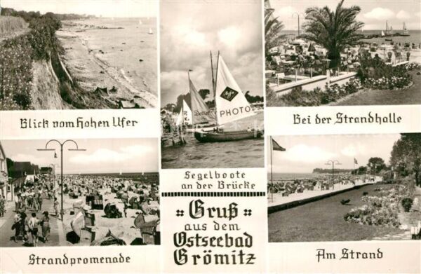 Groemitz Ostseebad Blick vom Hohen Ufr Segelboote Strandha