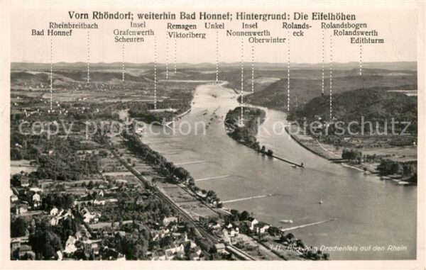 Drachenfels Blick vom Drachenfels auf den Rhein