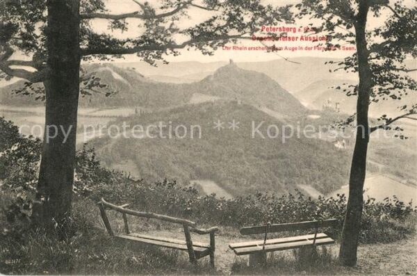 Drachenfels Blick auf Petersberg am Rhein