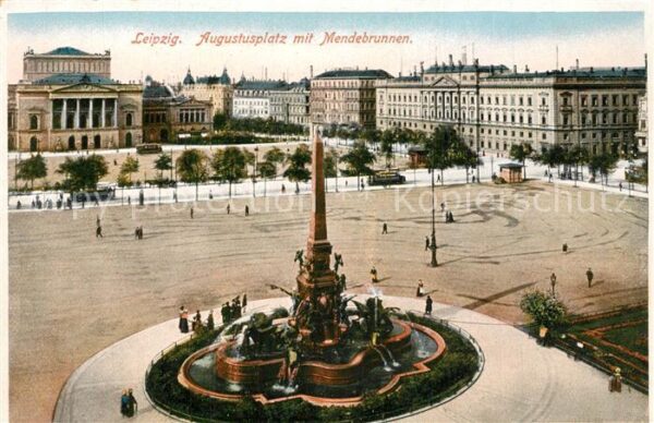 Leipzig Augustusplatz mit Mendebrunnen