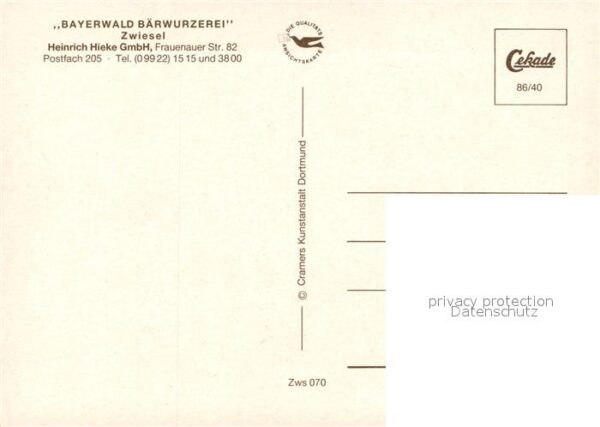 Zwiesel Niederbayern Bayerwald Bärwurzerei Wappen Stadtpanor – Bild 2
